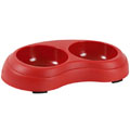 Plastic Double Bowl - Red